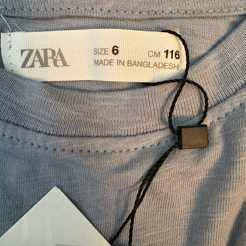 Zara Kids Blue Long Sleeve Tee - Size 6 - Picture 4 of 4